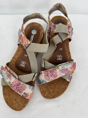 New Remonte R3257-91 Comfort Strap Sandals Multicolor Leather Shoes Sz 39 Sz 8